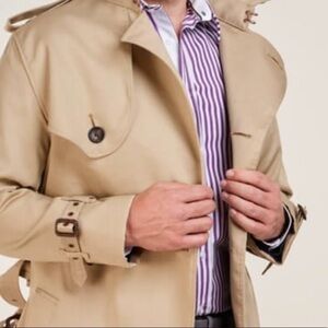 Park Avenue All Weather Trench Coat Belted Lined Sz  40 Long Basic Khaki